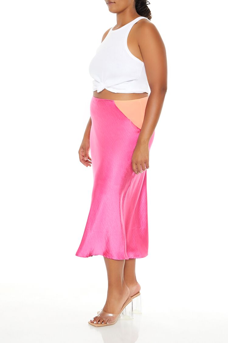 Plus Size Satin Midi Slip Skirt - Forever 21