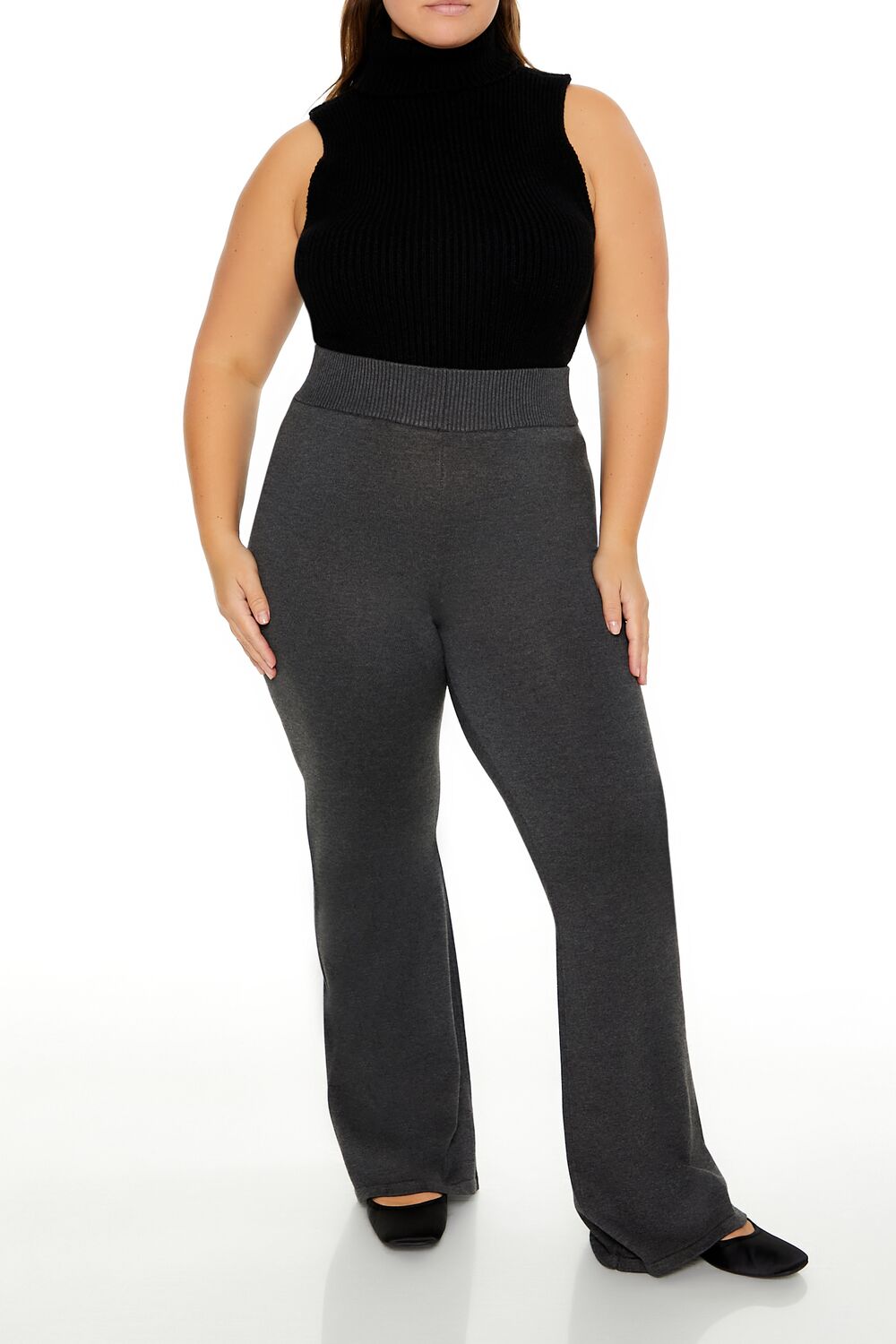 Plus Size Sweater-Knit Flare Pants - Forever 21