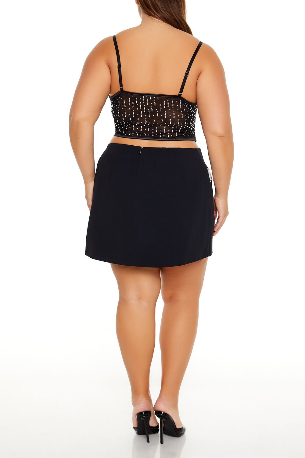 Plus Size Rhinestone-Fringe Mini Skirt - Forever 21