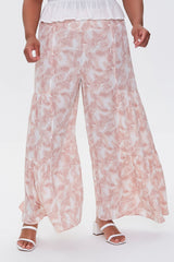 Plus Size Leaf Print Wide-Leg Pants - Forever 21