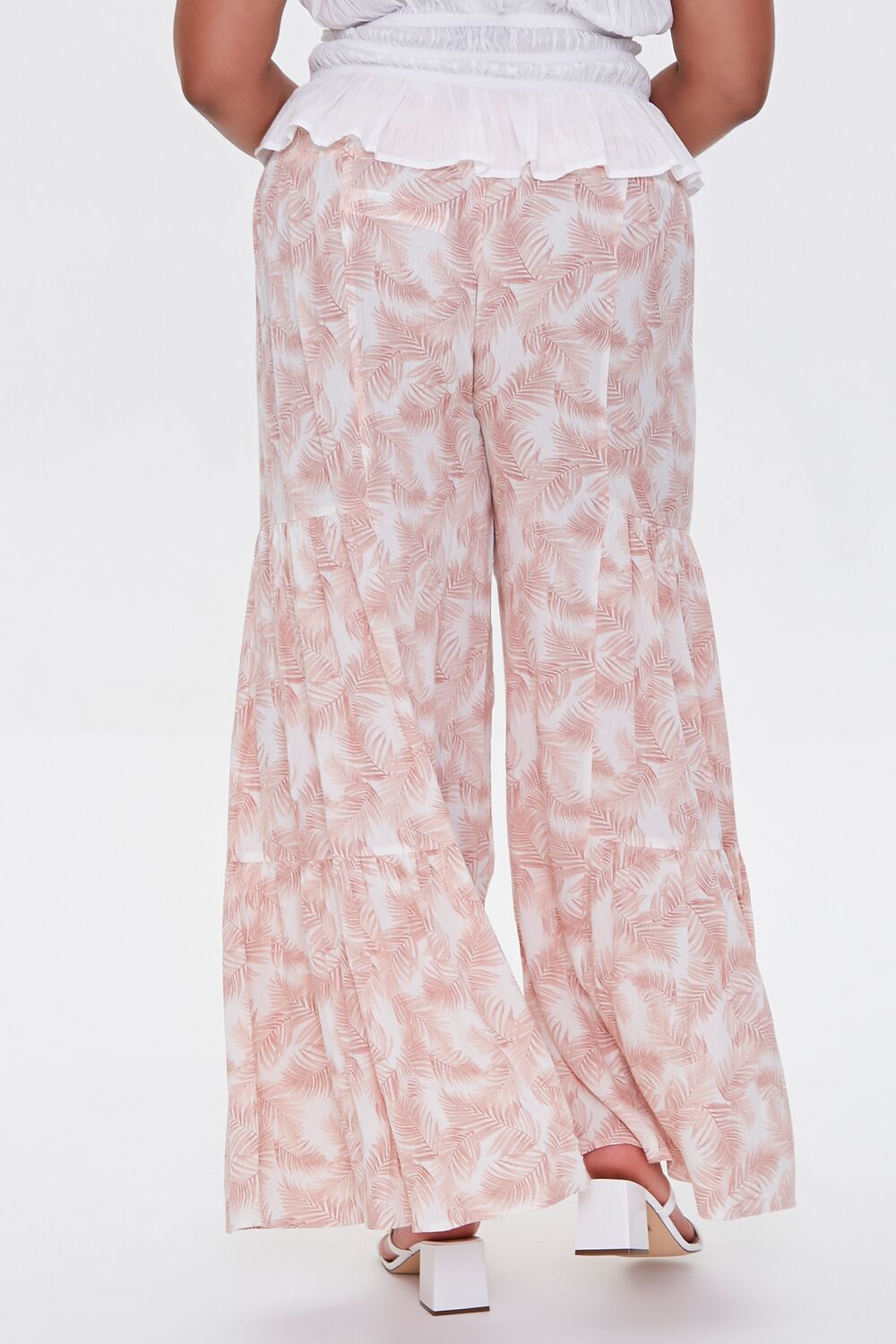 Plus Size Leaf Print Wide-Leg Pants - Forever 21