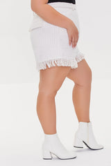Plus Size Tweed Fringe Shorts - Forever 21