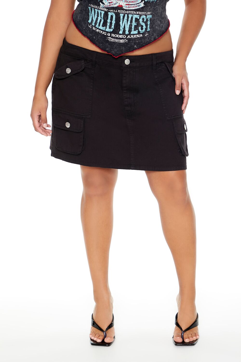 Plus Size Twill Cargo Mini Skirt - Forever 21