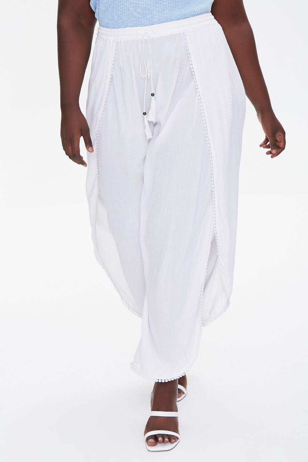 Plus Size Crochet-Trim Tassel Pants - Forever 21