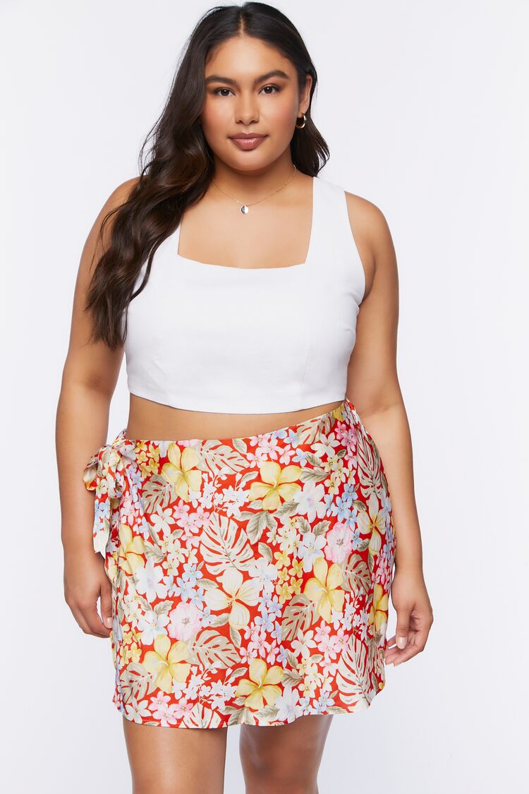 Plus Size Tropical Floral Print Mini Skirt - Forever 21
