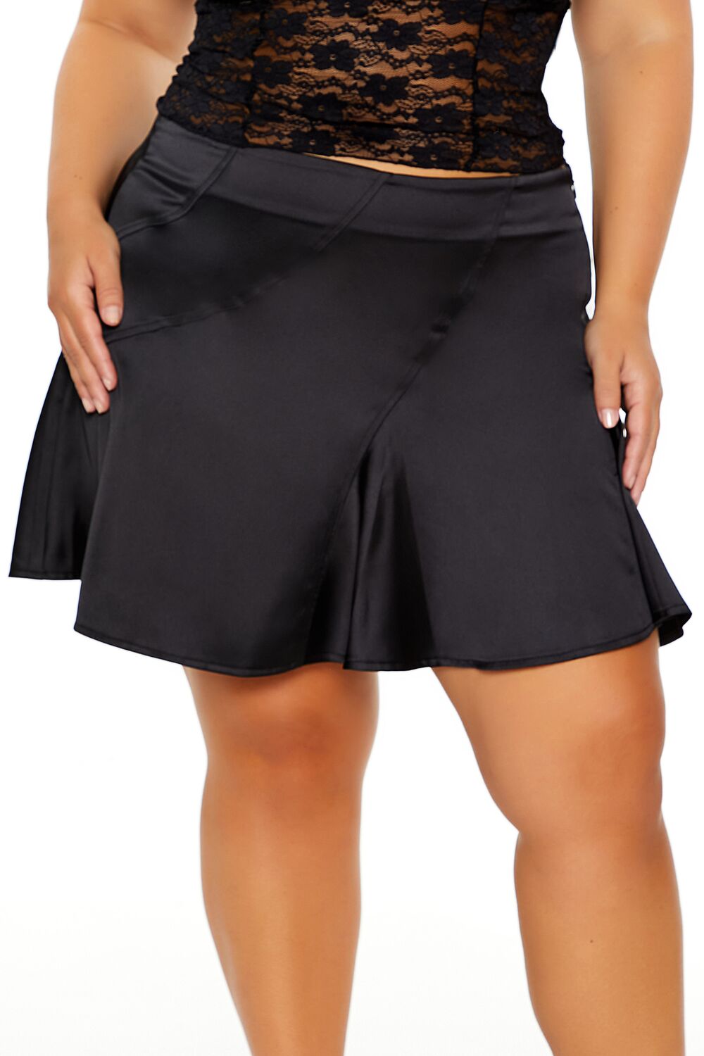 Plus Size Satin Mini Skirt - Forever 21