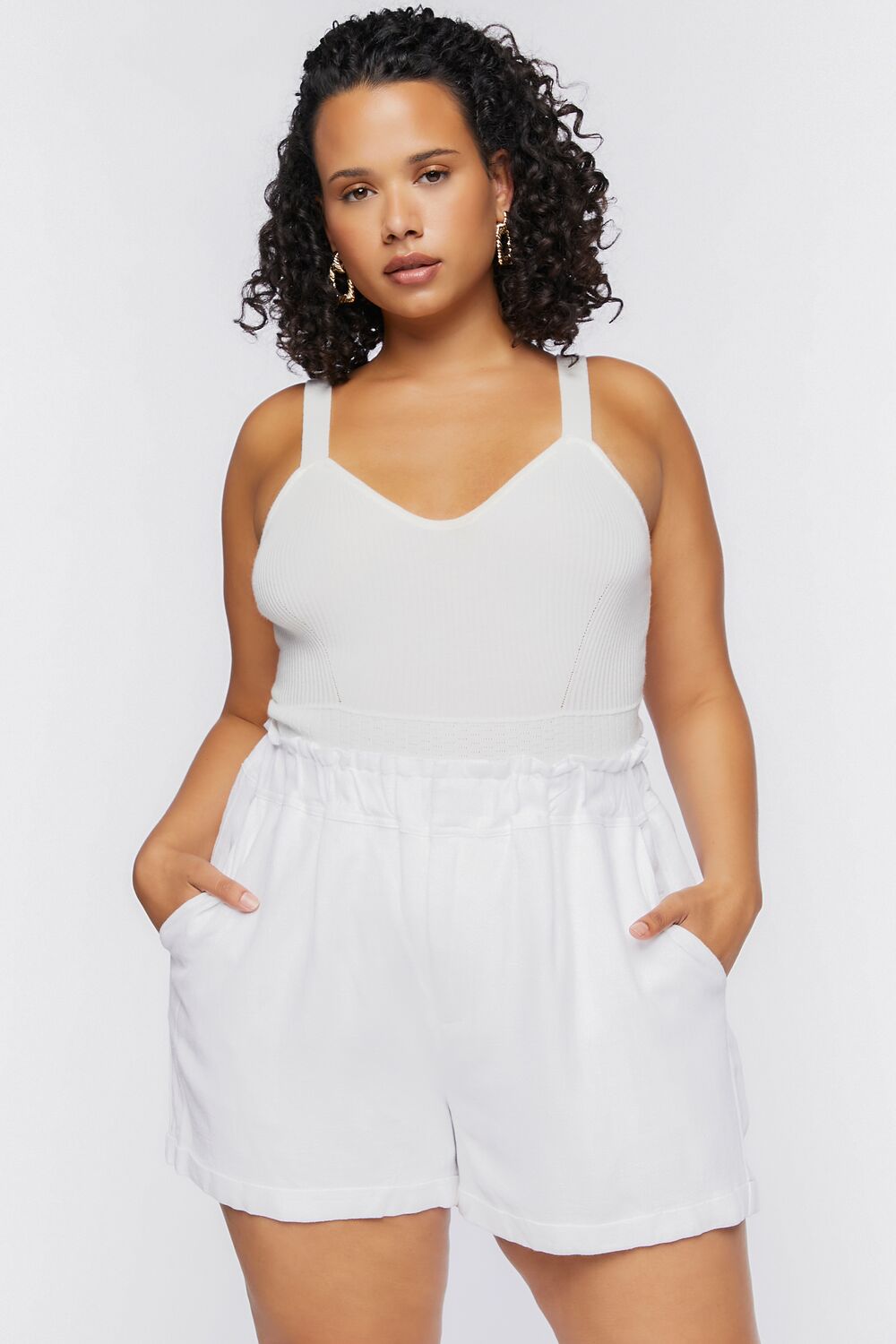 Plus Size Paperbag High-Rise Shorts - Forever 21