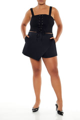 Plus Size Mock Wrap Skort - Forever 21