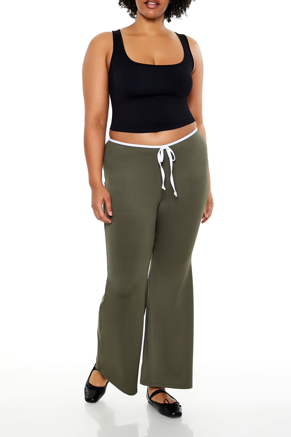 Plus Size Tie-Waist Flare Leggings - Forever 21
