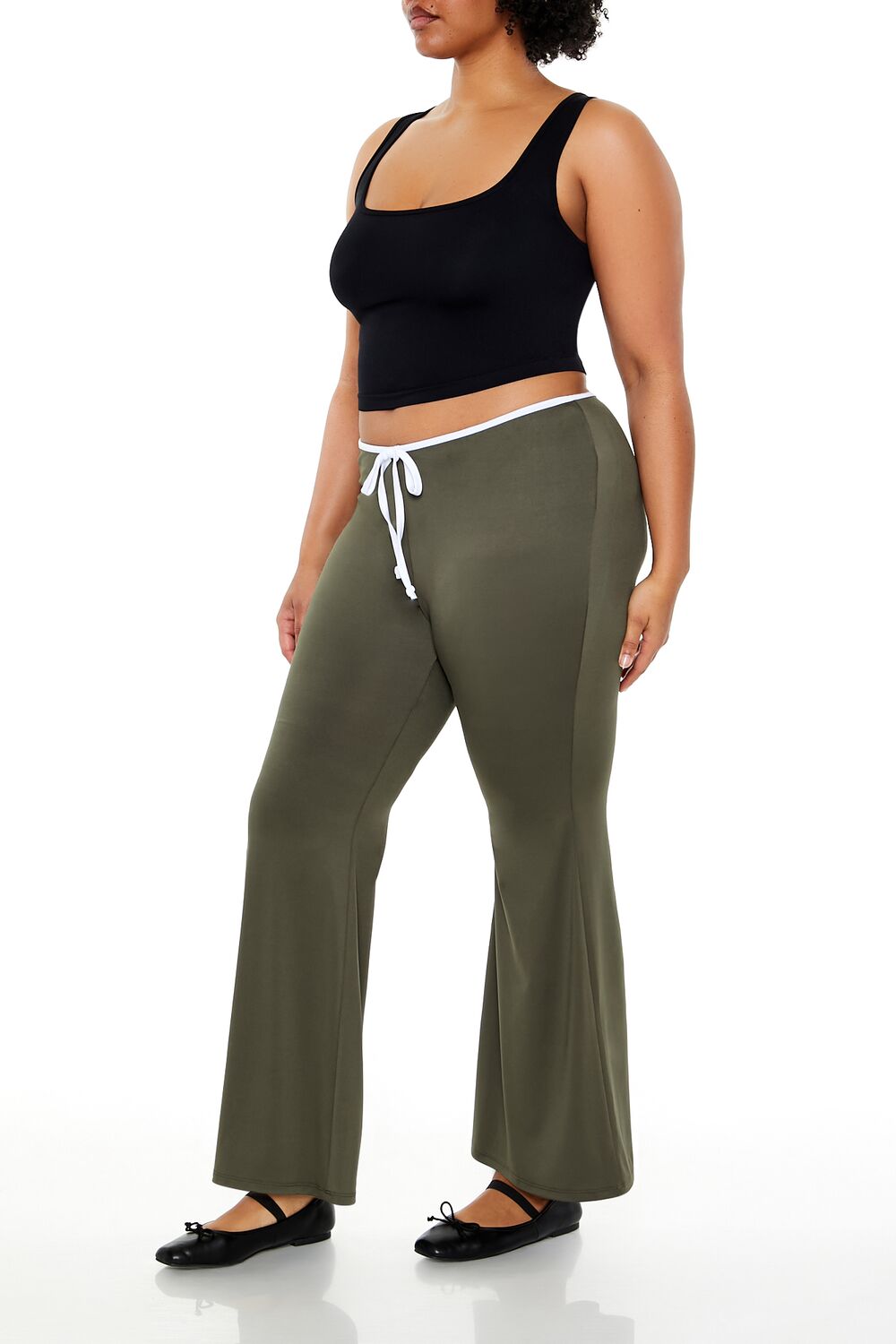 Plus Size Tie-Waist Flare Leggings - Forever 21