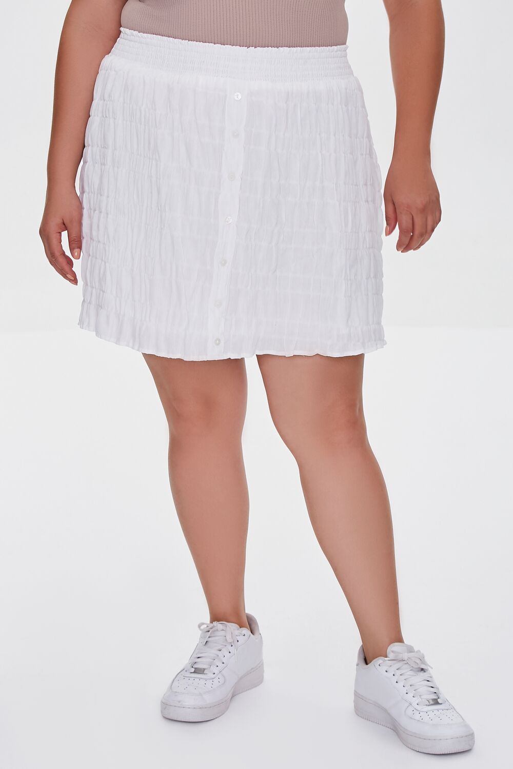 Plus Size Tiered Buttoned Mini Skirt - Forever 21