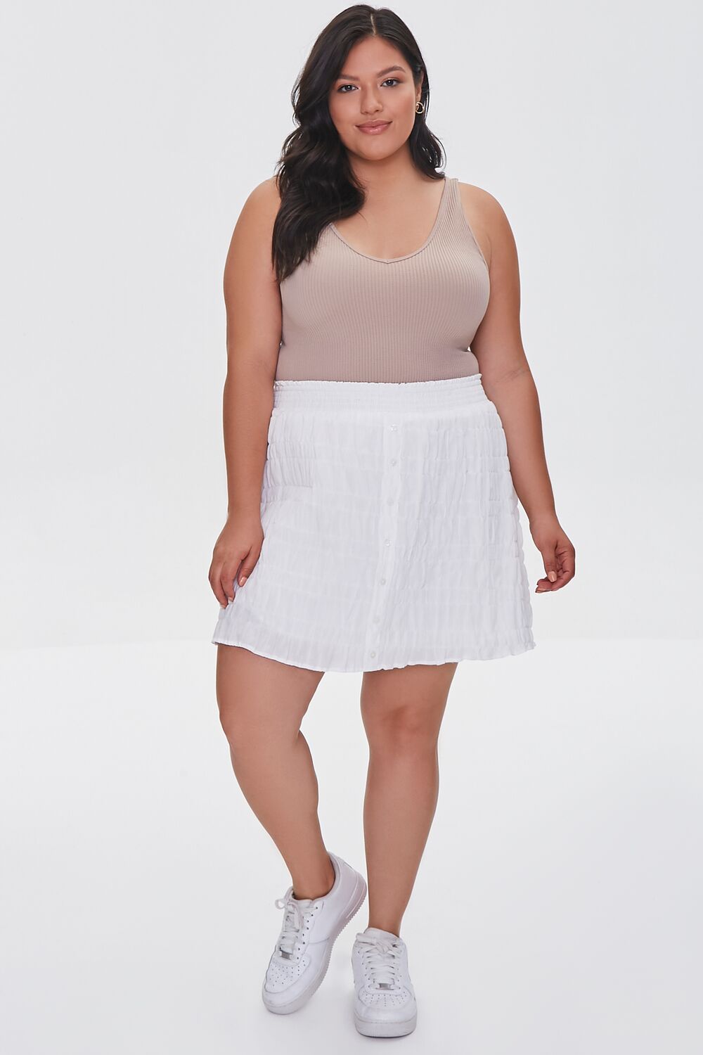 Plus Size Tiered Buttoned Mini Skirt - Forever 21