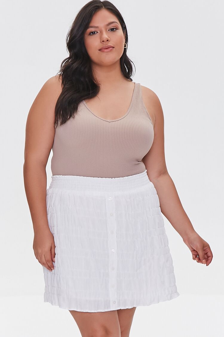 Plus Size Tiered Buttoned Mini Skirt - Forever 21