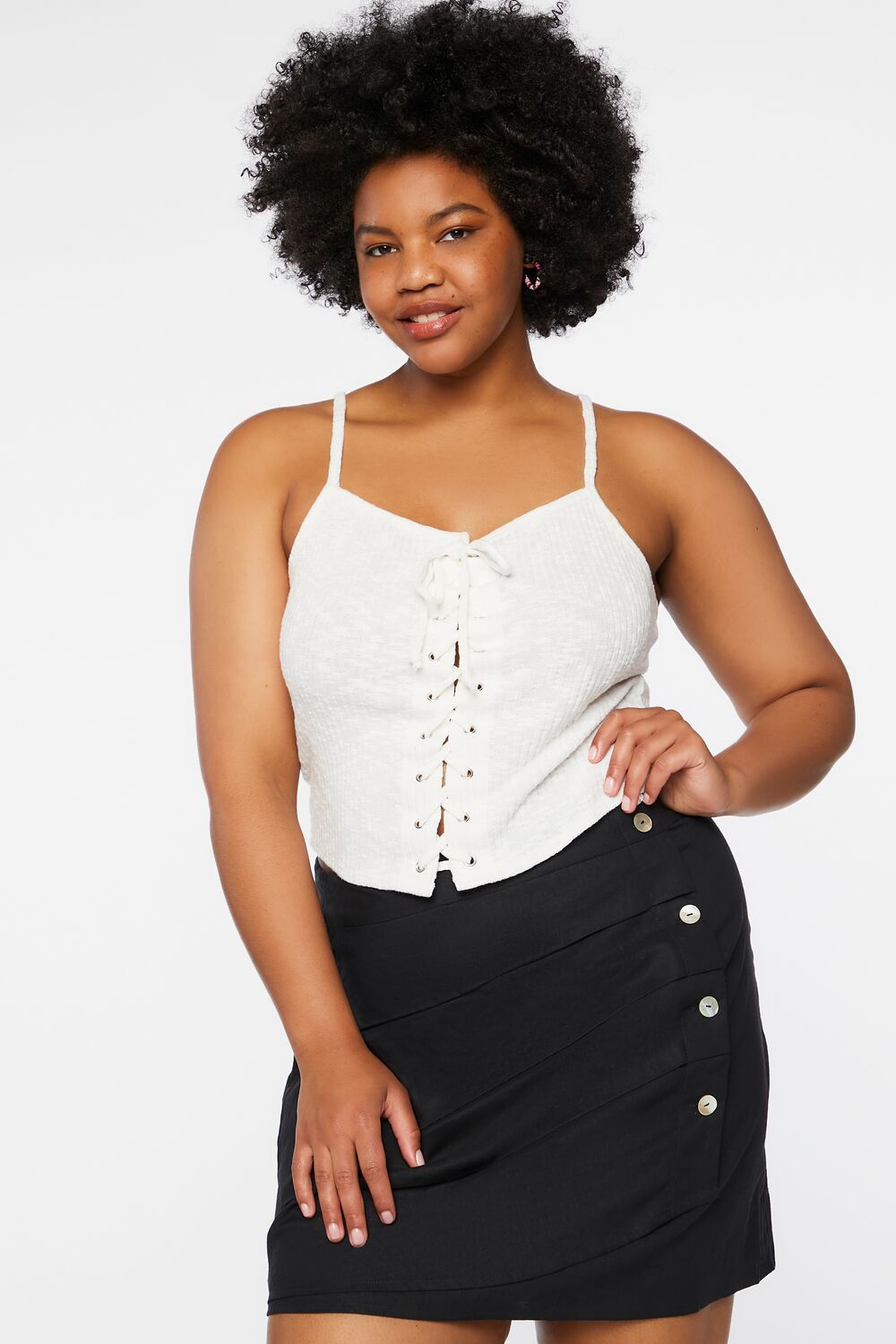 Plus Size Linen-Blend Mini Skirt - Forever 21