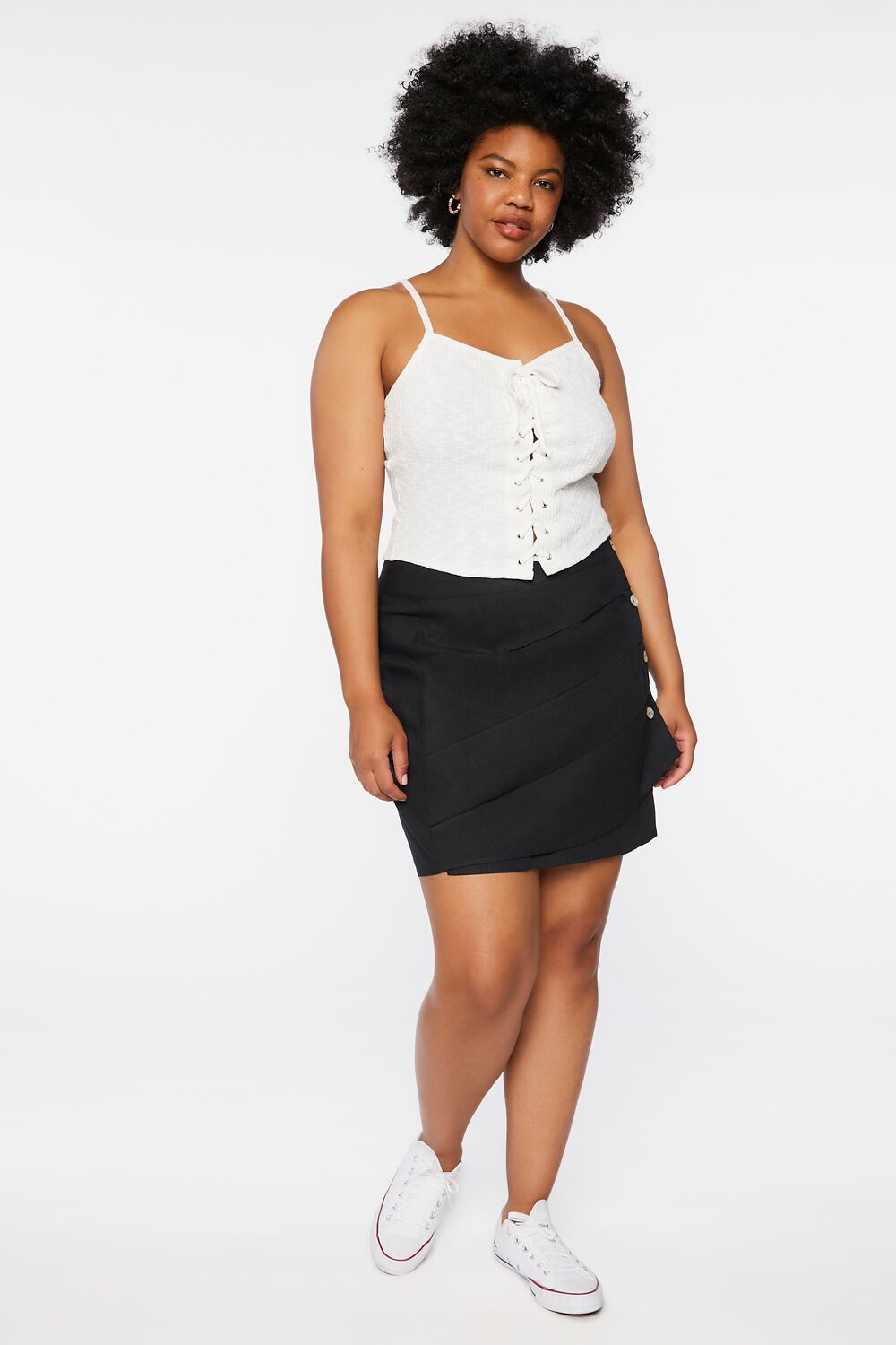 Plus Size Linen-Blend Mini Skirt - Forever 21