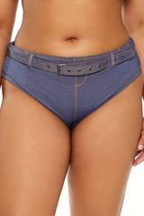 Plus Size Denim Bikini Bottoms - Forever 21