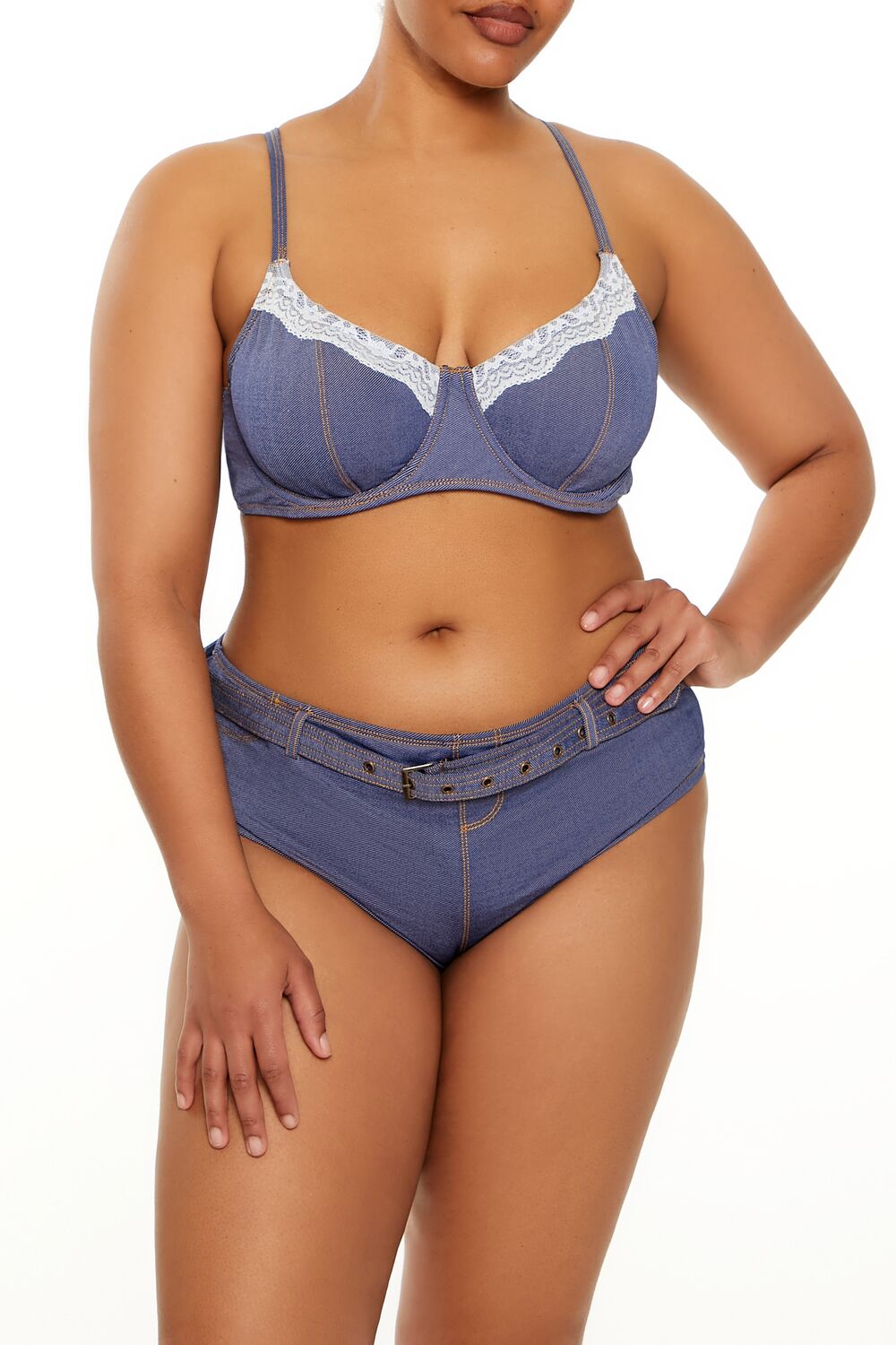Plus Size Denim Underwire Bikini Top - Forever 21
