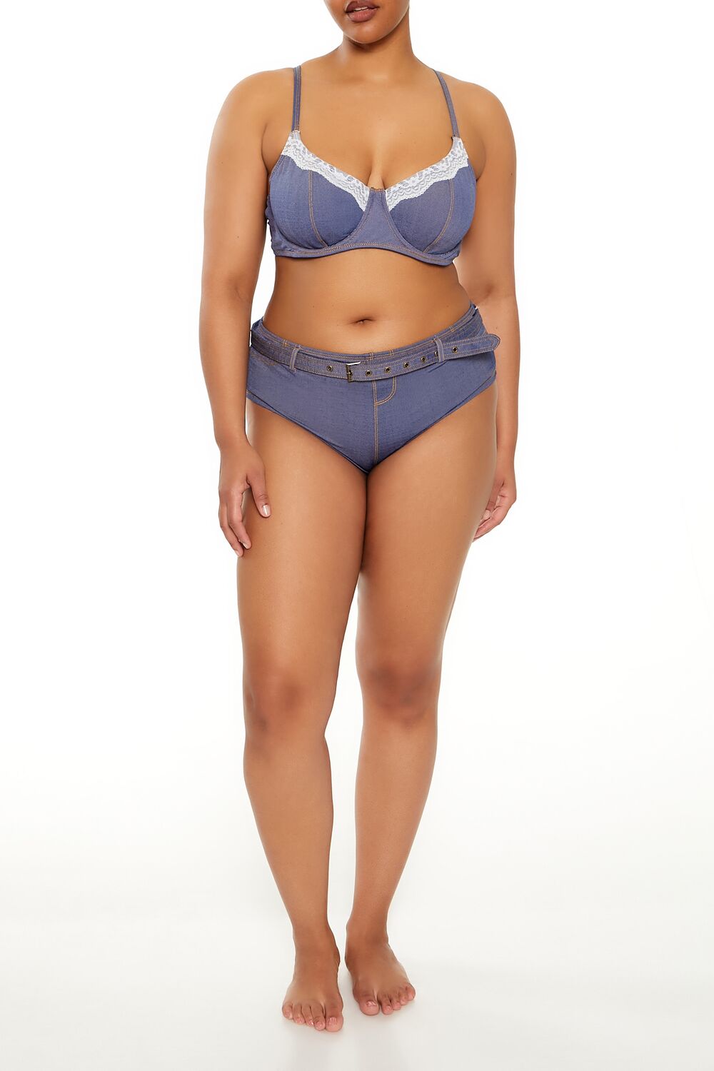 Plus Size Denim Underwire Bikini Top - Forever 21