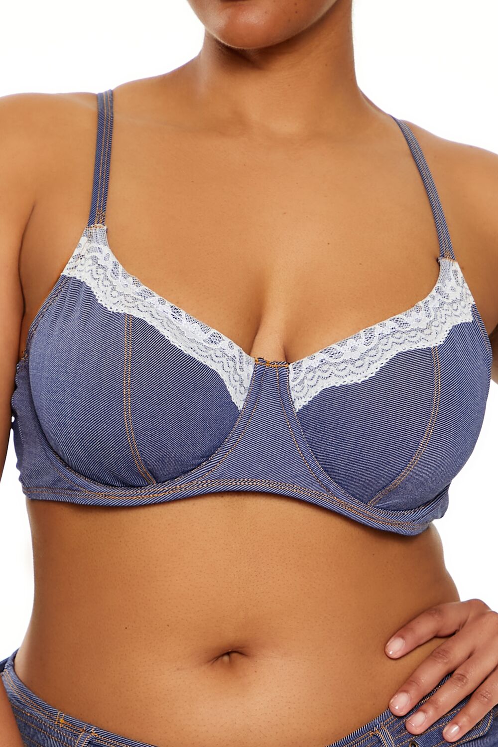 Plus Size Denim Underwire Bikini Top - Forever 21