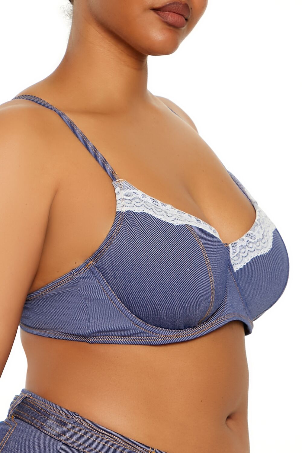Plus Size Denim Underwire Bikini Top - Forever 21