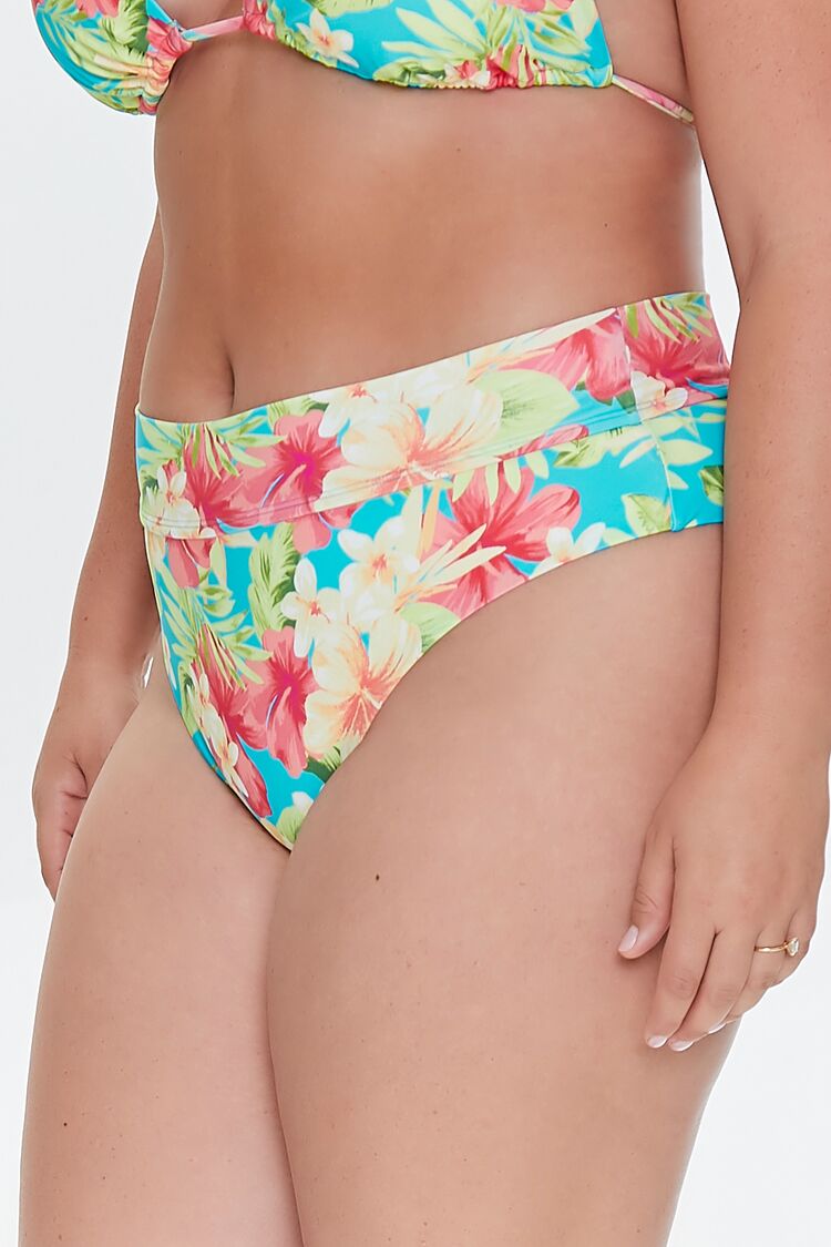 Plus Size Tropical Print Bikini Bottoms - Forever 21