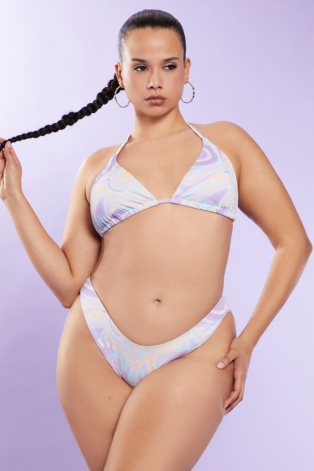 Plus Size Oil Slick Bikini Bottoms - Forever 21