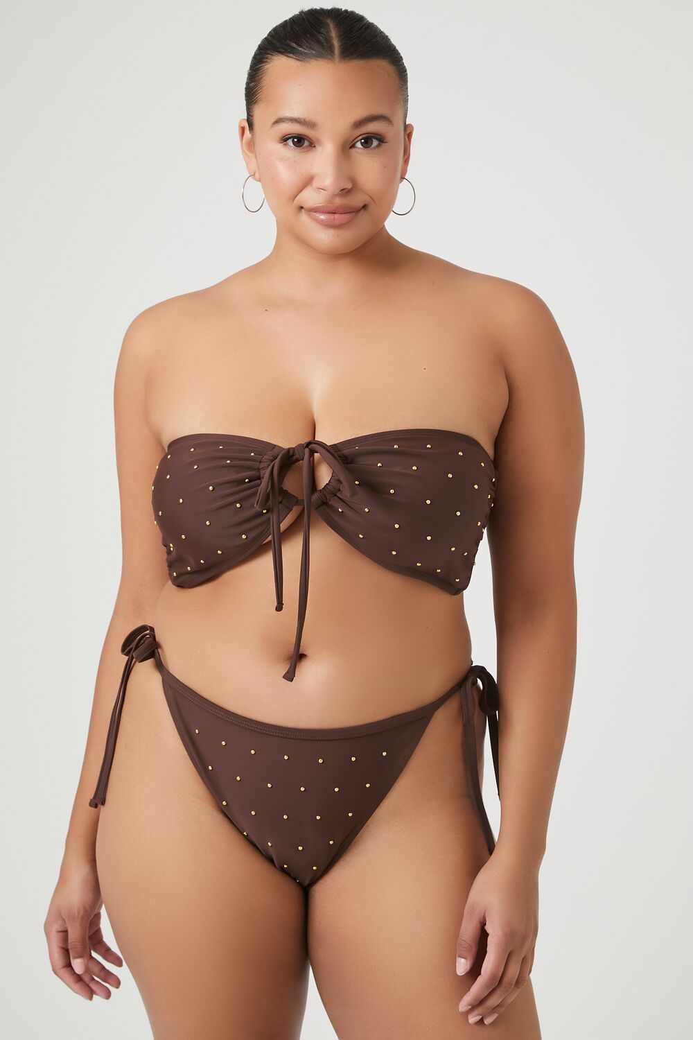 Plus Size Studded Bikini Bottoms - Forever 21