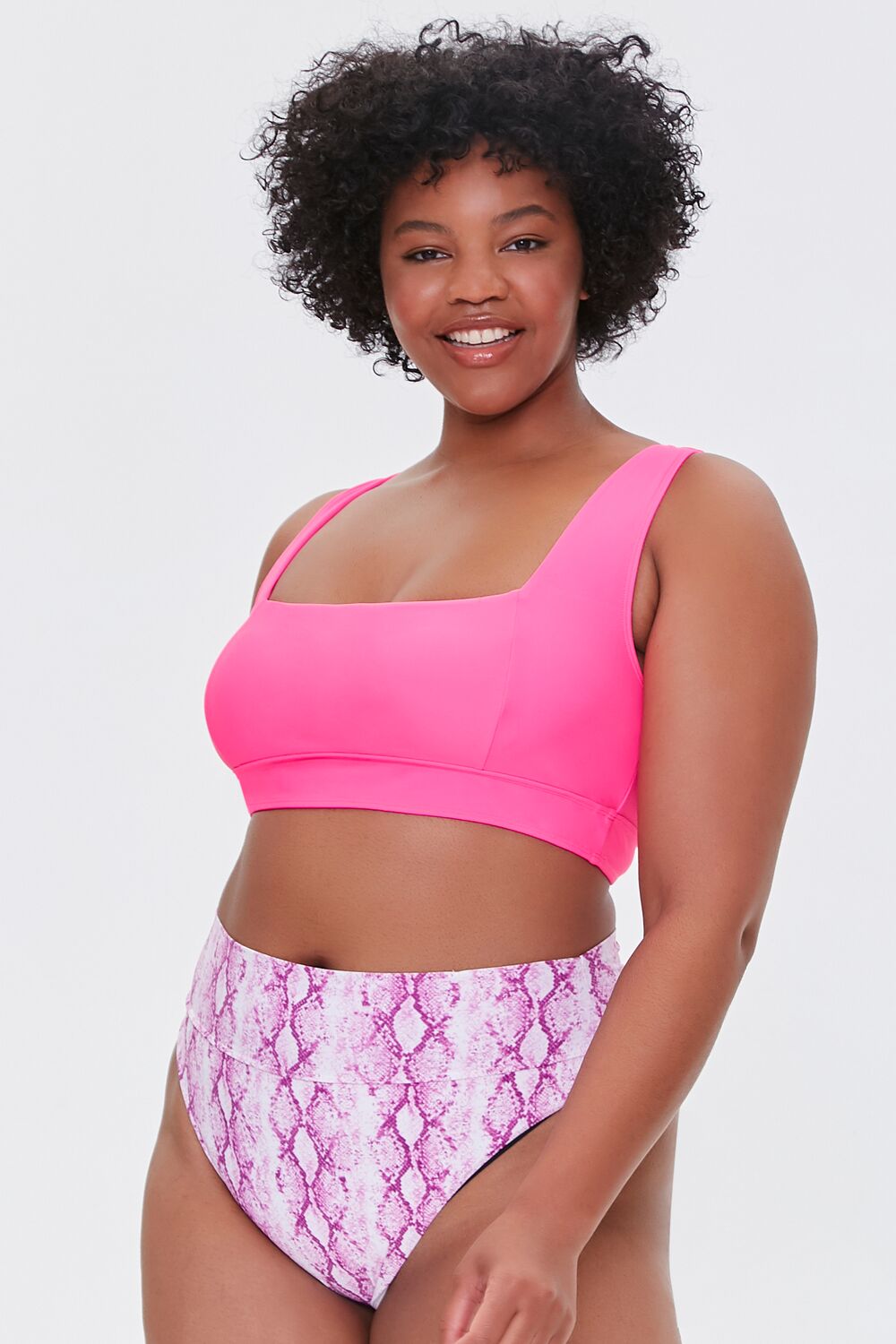Plus Size Snake Print Bikini Bottoms - Forever 21