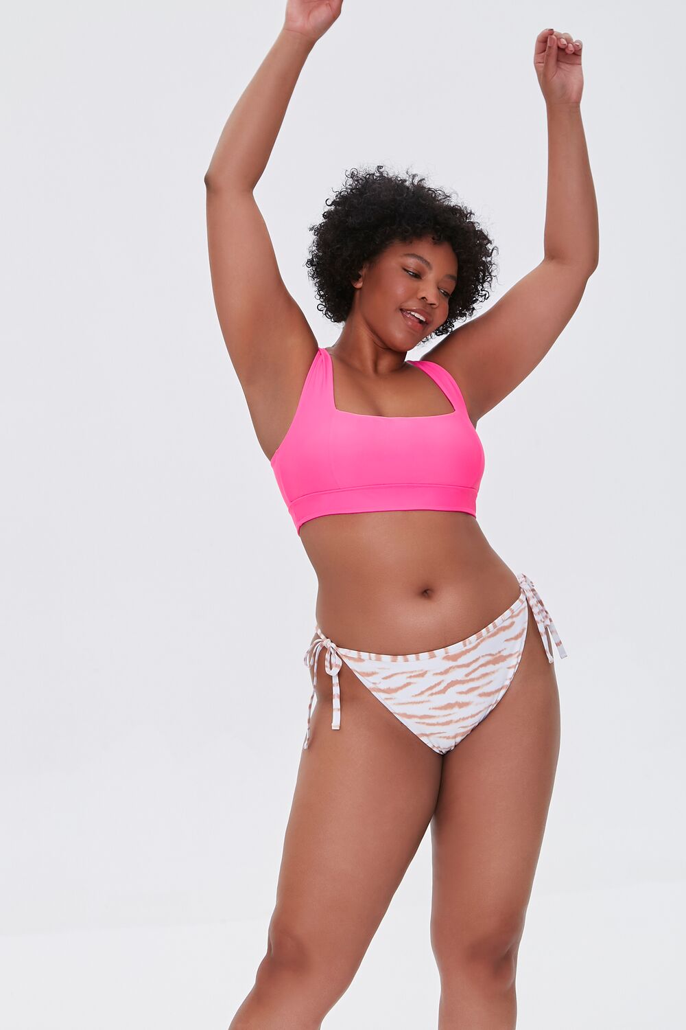 Plus Size Tiger Print String Bikini Bottoms - Forever 21