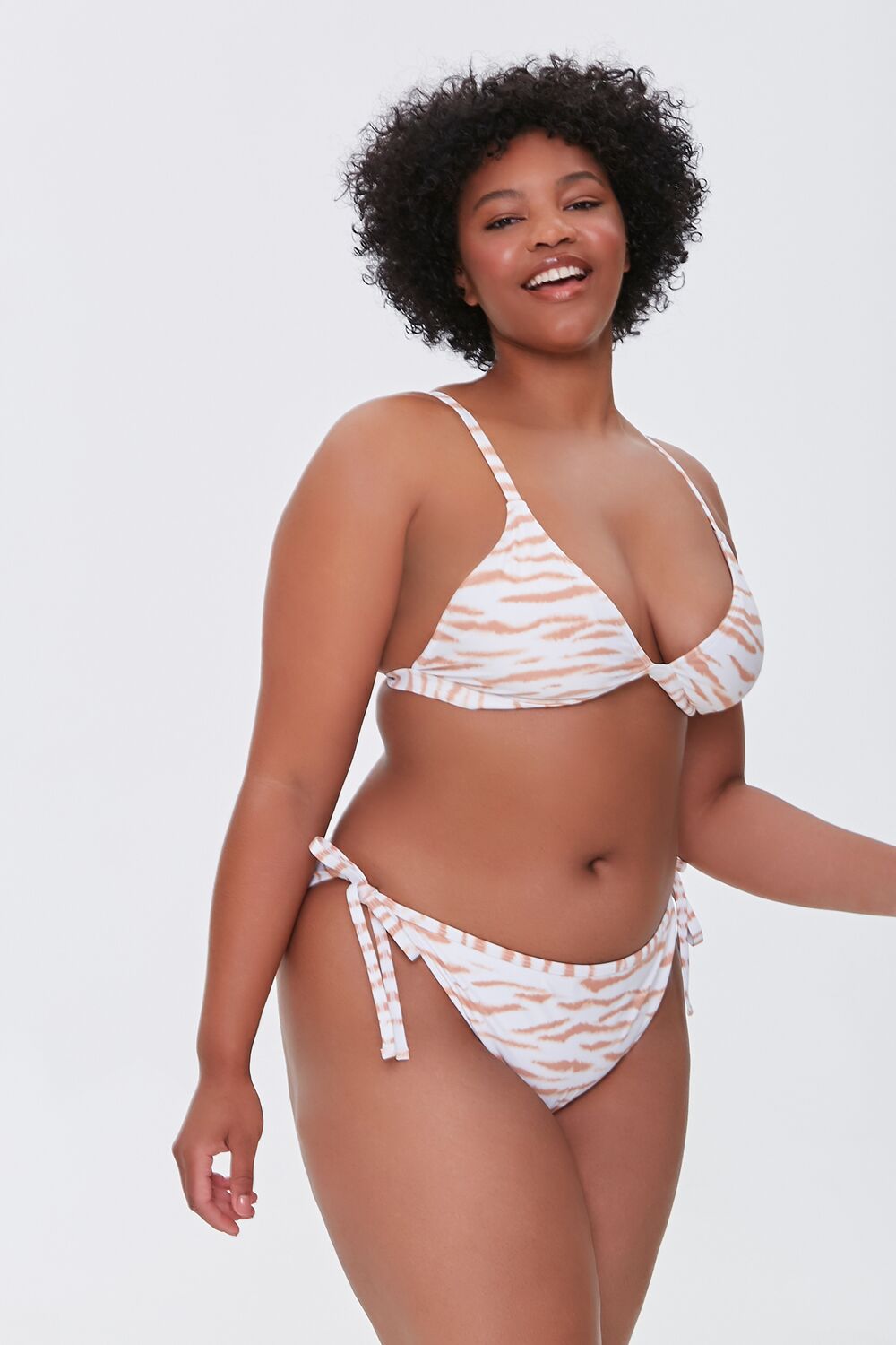 Plus Size Tiger Print String Bikini Bottoms - Forever 21