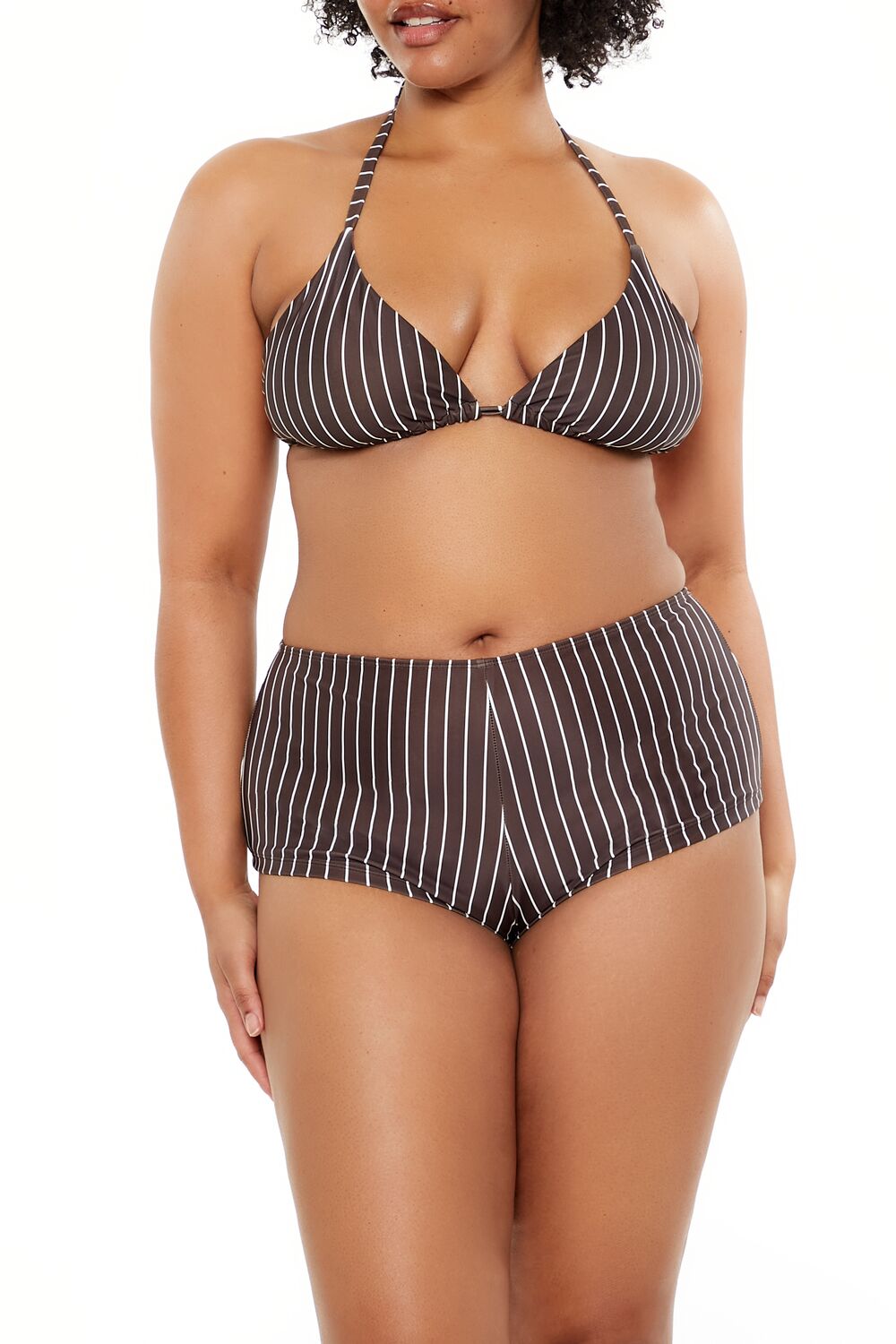 Plus Size Pinstriped Bikini Bottoms - Forever 21