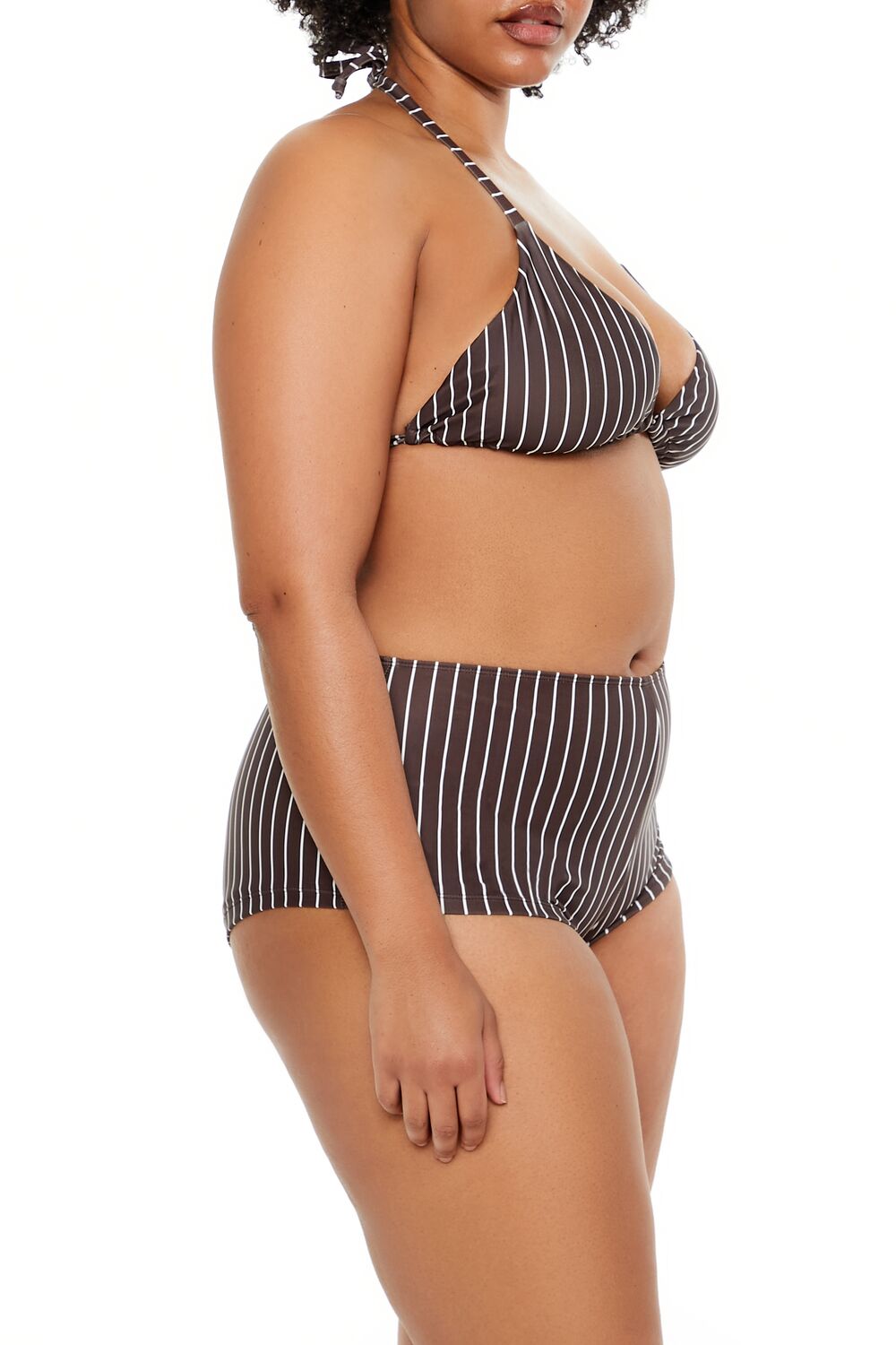 Plus Size Pinstriped Bikini Bottoms - Forever 21