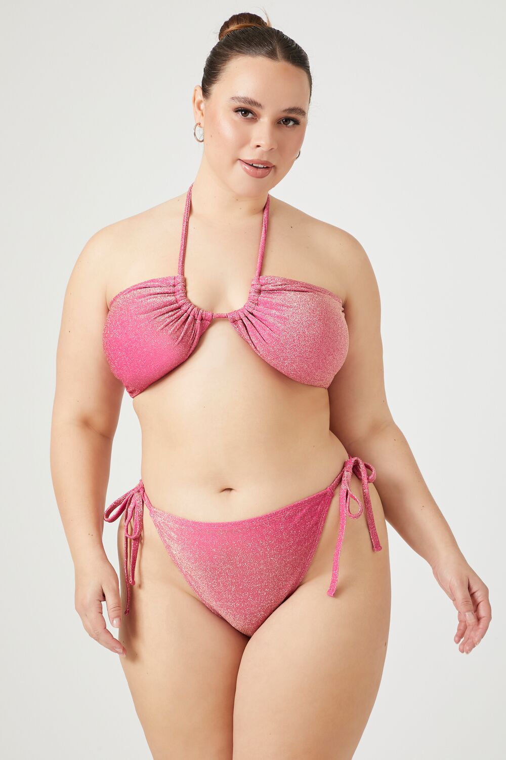 Plus Size Glitter Knit String Bikini Bottoms - Forever 21