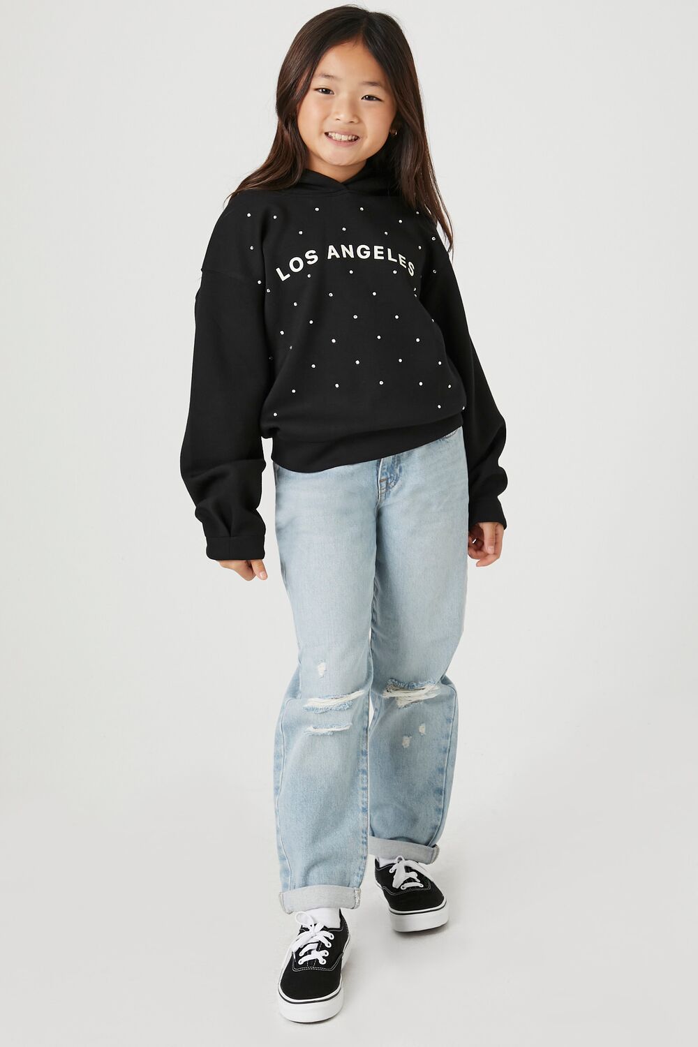 Girls Rhinestone Los Angeles Hoodie (Kids) - Forever 21