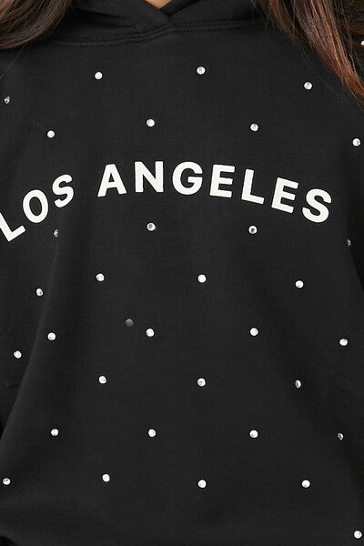 Girls Rhinestone Los Angeles Hoodie (Kids) - Forever 21