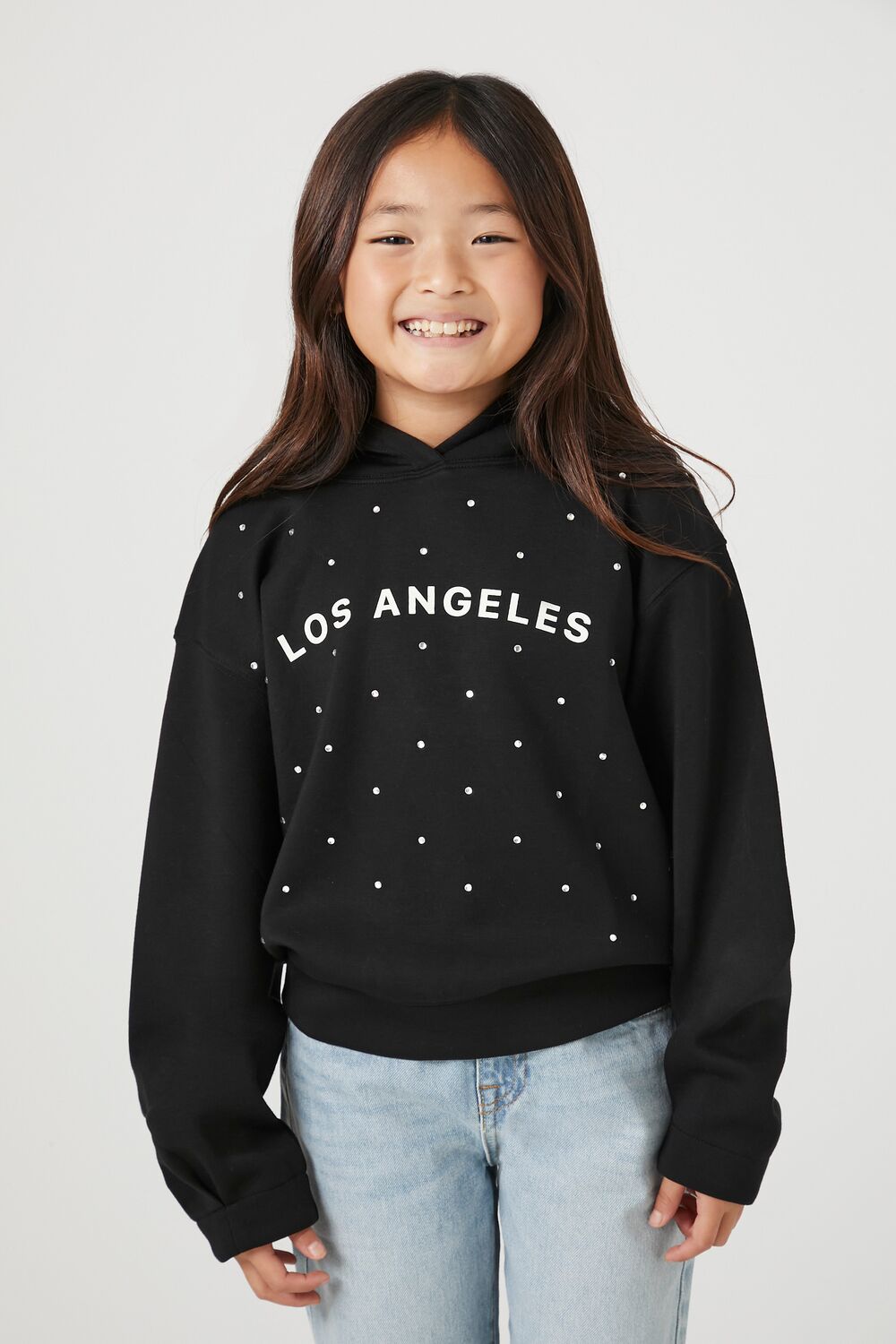 Girls Rhinestone Los Angeles Hoodie (Kids) - Forever 21