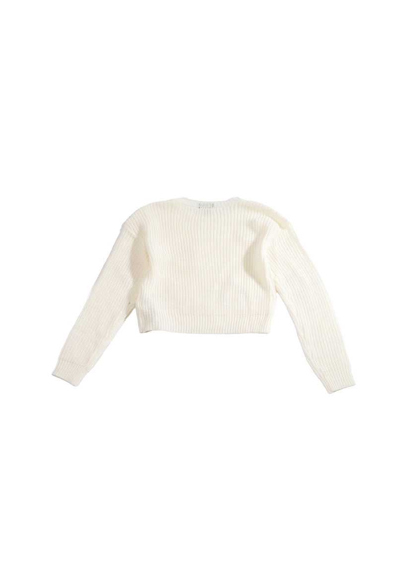 Girls Cropped Heart Knit Sweater - Forever 21