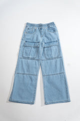 Kids Wide-Leg Utility Denim Pants - Forever 21