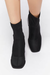 Flare Heel Sock Booties - Forever 21