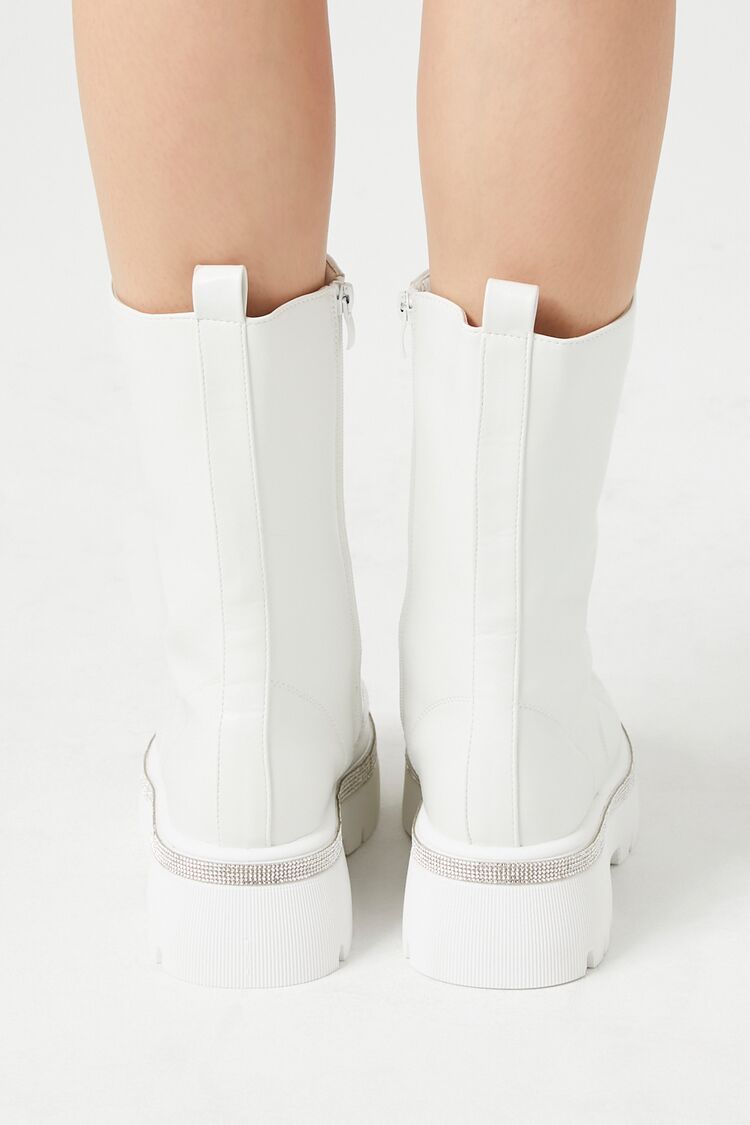 Rhinestone-Trim Combat Boots - Forever 21