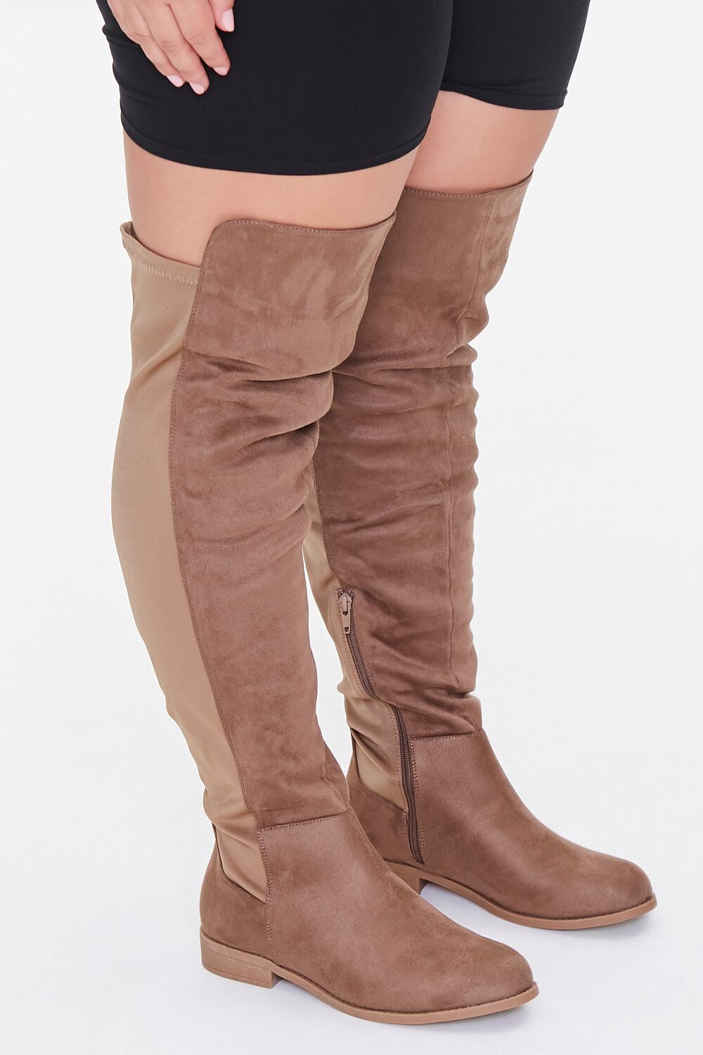 Thigh-High Faux Suede Boots (Wide) - Forever 21