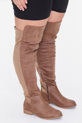 Thigh-High Faux Suede Boots (Wide) - Forever 21