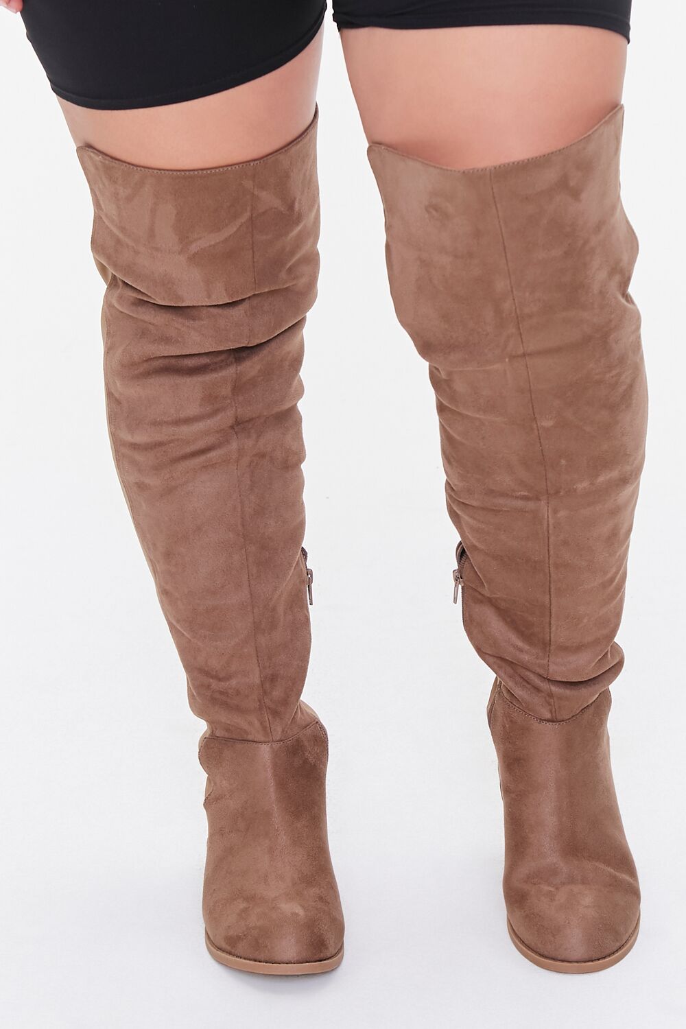 Thigh-High Faux Suede Boots (Wide) - Forever 21