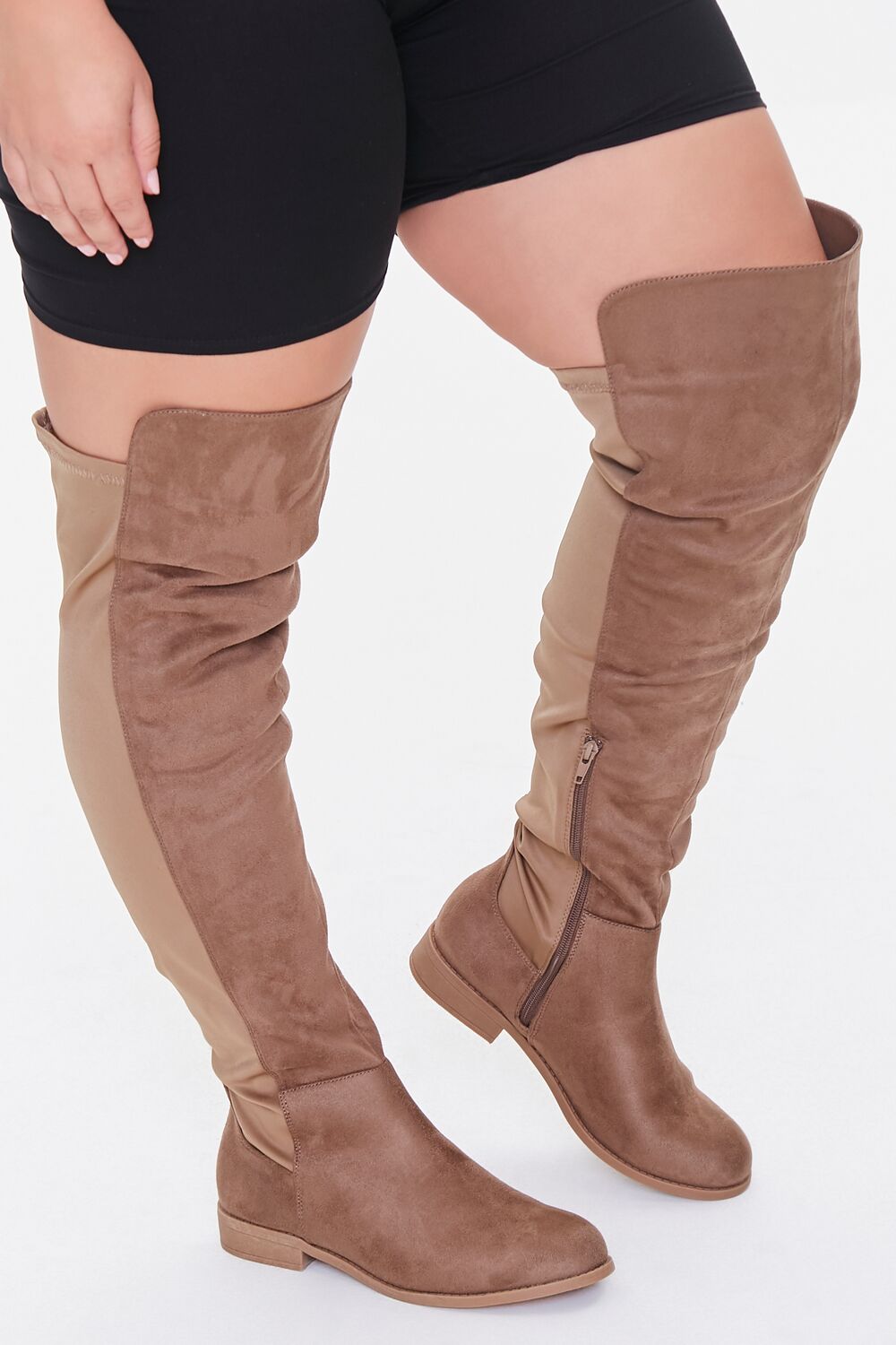 Thigh-High Faux Suede Boots (Wide) - Forever 21