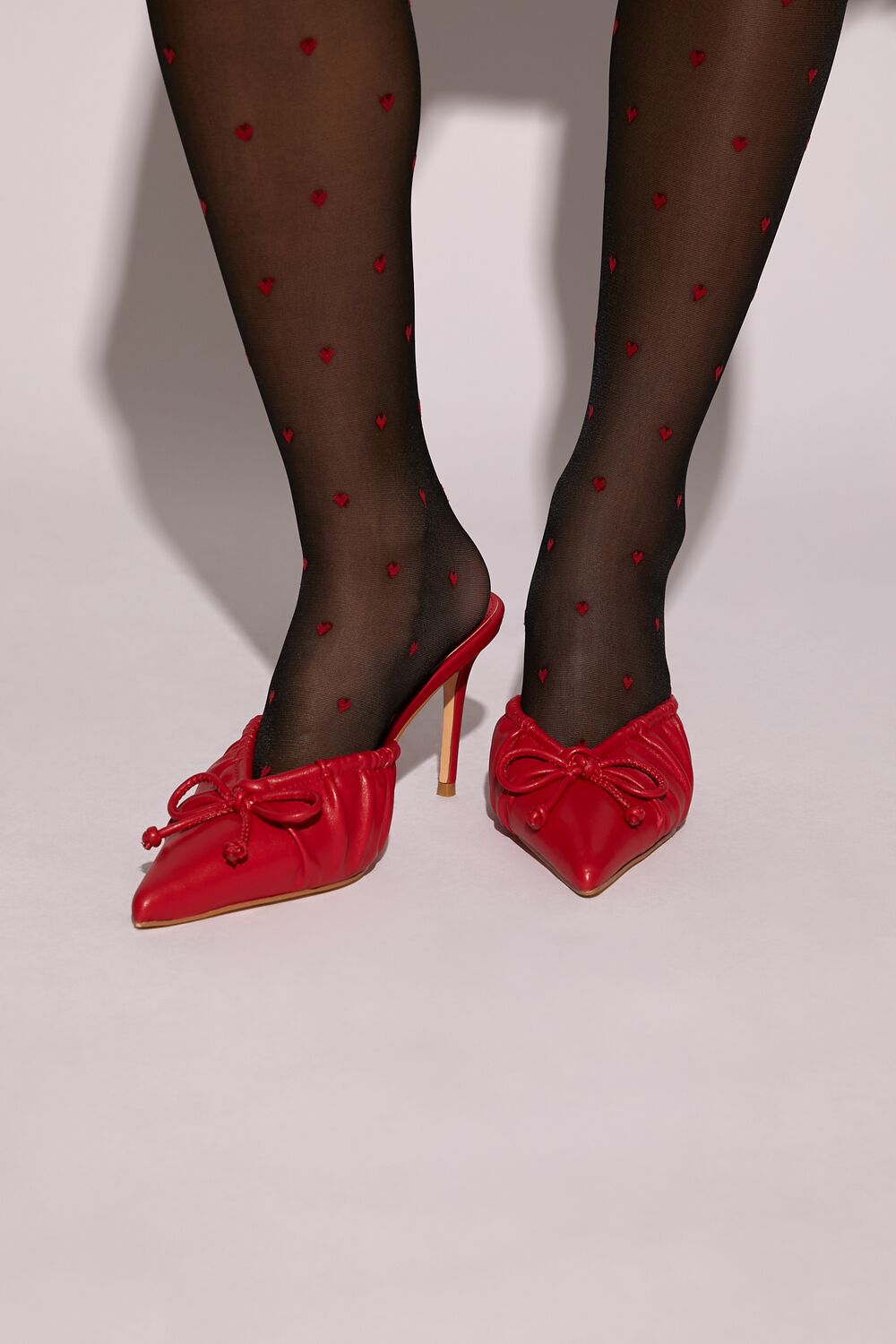 Ruched Bow Pointed-Toe Heels - Forever 21
