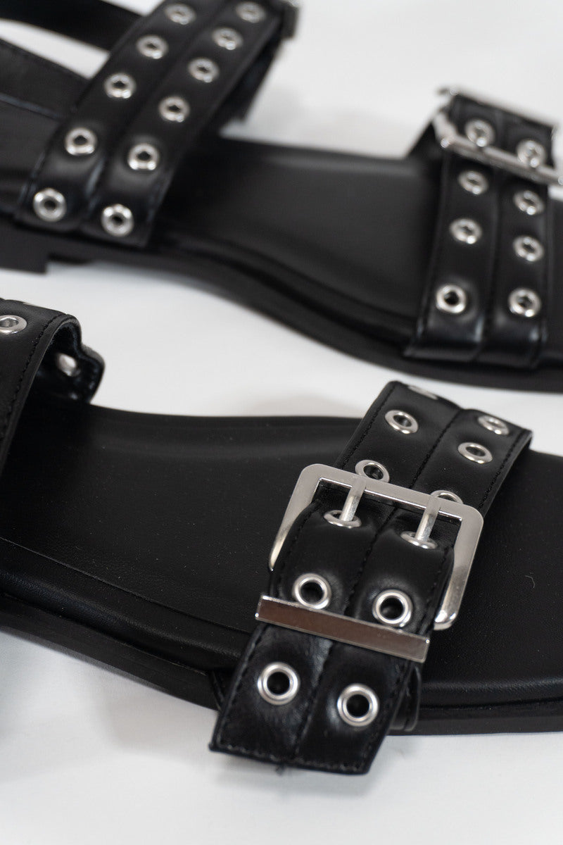 Grommet Strap Leather Sandals - Forever 21
