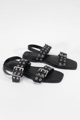 Grommet Strap Leather Sandals - Forever 21