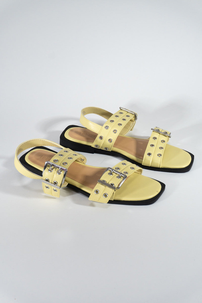 Grommet Strap Leather Sandals - Forever 21
