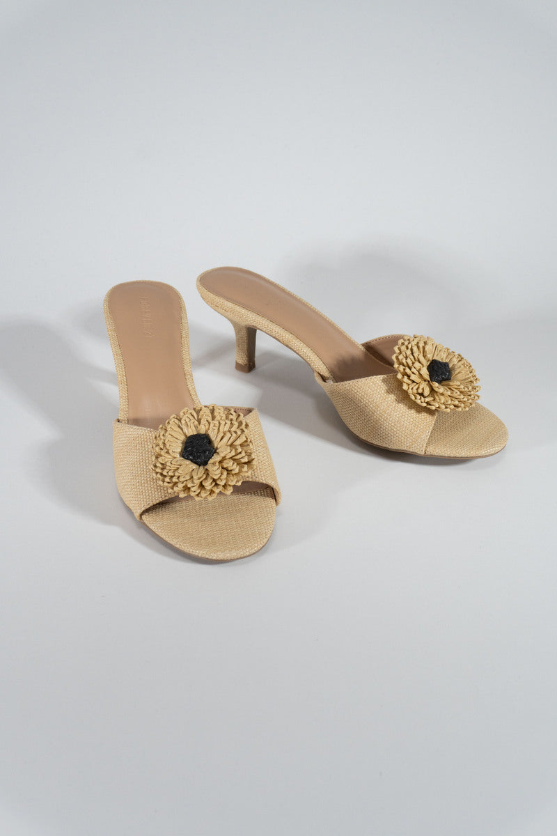 Floral Raffia Kitten Heel Sandals - Forever 21