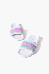 Girls Striped Sequin Slides (Kids) - Forever 21